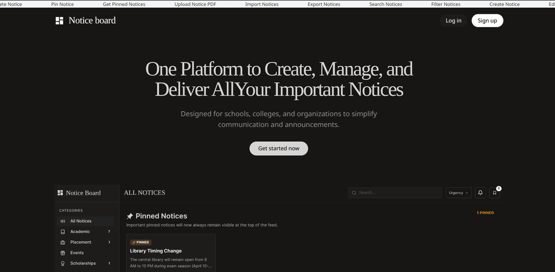 Notice-board preview